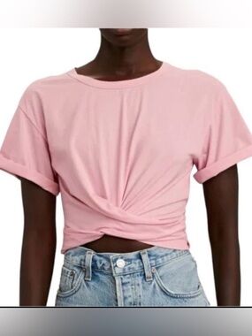 A.L.C Pink Cotton Tie Back Top Size Small